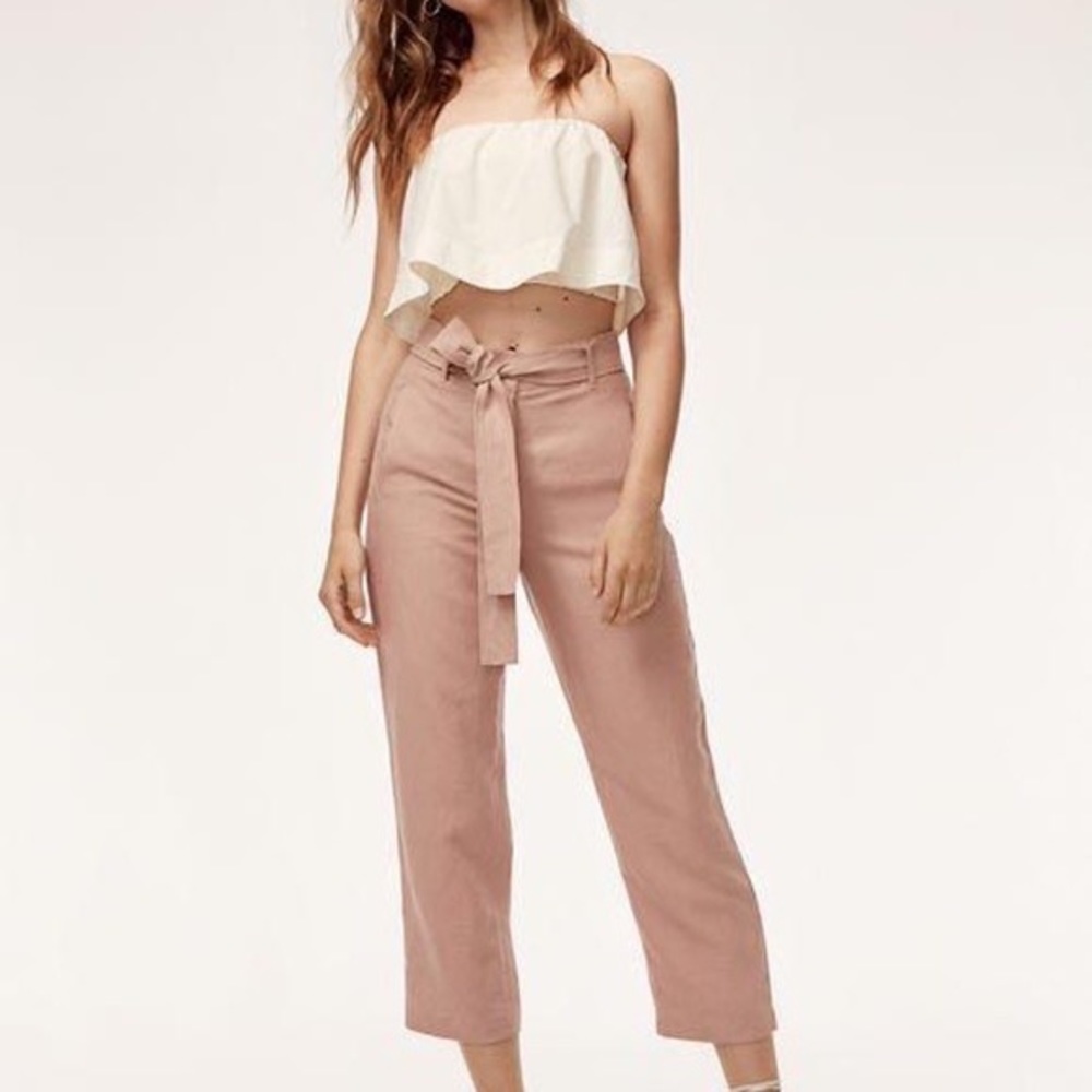 Aritzia Wilfred linen tie front pants